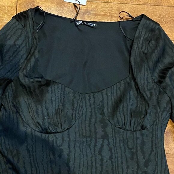 NWT Zara Satin Effect Crop Top long sleeves Size L - Picture 5 of 12